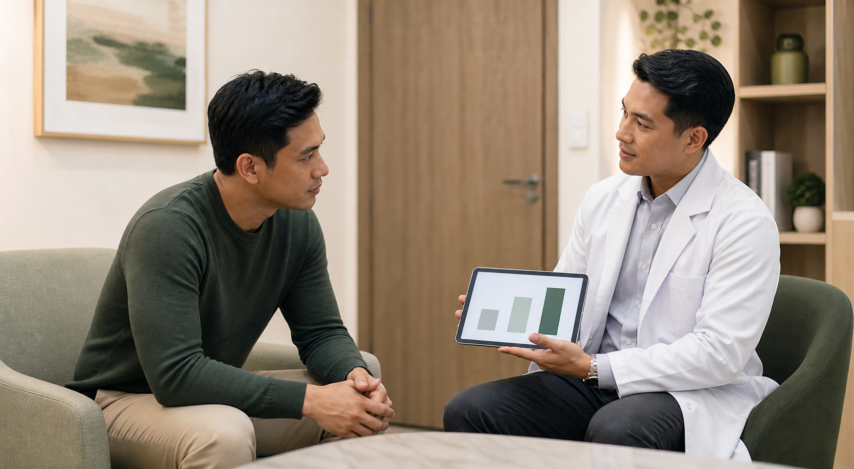 A patient discussing intimate enhancement privately with a physician